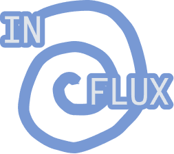 In Flux — character illustration in powder blue